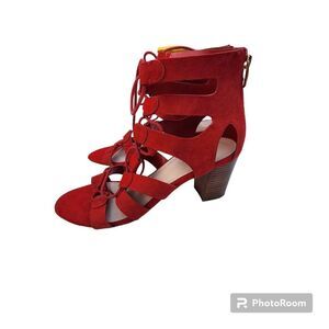 Marc Fisher Lace Up Block Heel Womens SZ 9.5 Gladiator Party Going Out Chunky